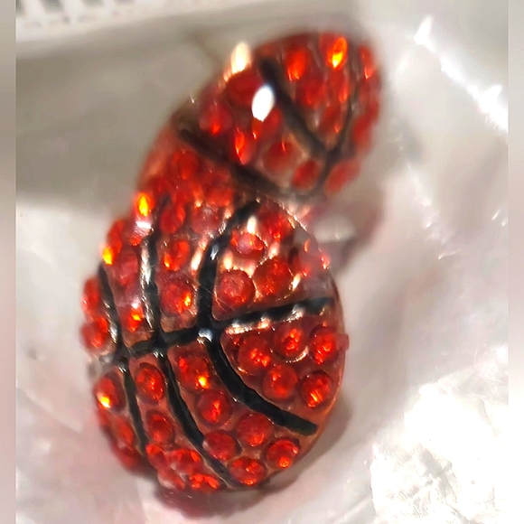 NWT basketball rhinestone earrings in package. - Picture 4 of 4